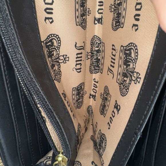RARE NEW Y2K Original Juicy Couture Black Velour Scottie Dog Long Wallet 8" NWOT - Picture 7 of 12